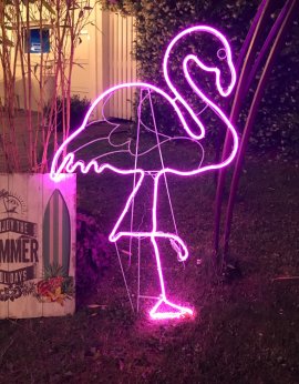 Néon flamant rose lumineux