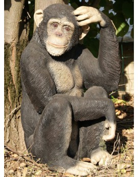 Chimpanzé assis en résine