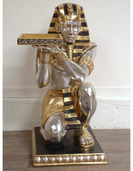 Location statue serveur Egyptien à genoux tenant un plateau