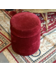 Pouf rond en velours rouge